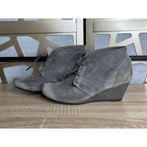 Clarks Suede leather Lace-up Wedge heel Ankle Boots Flores Rose taupe 7 M